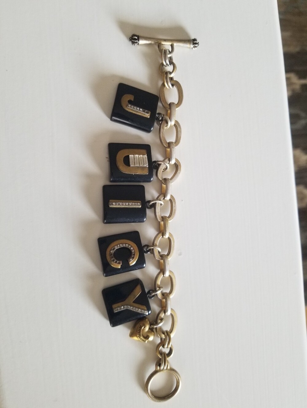 Vintage Juicy Couture Gold Bracelet with Black Tile charms - Picture 3 of 9